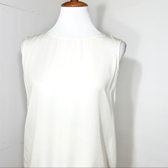 SOLD-Vince Split Back Silk Sleeveless Blouse - Picture 5 of 9